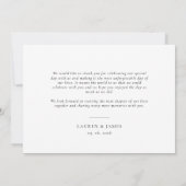 Classic Minimalist Wedding Photo Thank You Card サンキューカード (裏面)