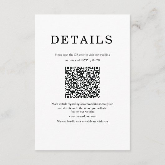 Classic Minimalist White & black Enclosure Card エンクロージャーカード (正面)