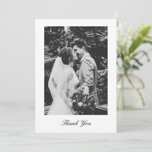 Classic Minimalistic Script Wedding Photo サンキューカード (スタンド正面)