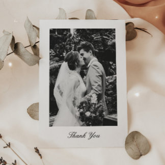 Classic Minimalistic Script Wedding Photo サンキューカード
