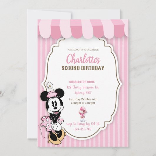 Classic Minnie ice cream shop invitation (正面)