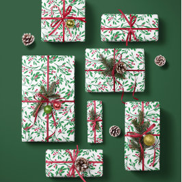 Classic Mistletoe- Holiday Wrapping Paper Sheets ラッピングペーパーシート