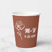 Classic & Modern Boho Burnt Orange Floral Sketch  紙コップ (裏面)
