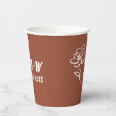 Classic & Modern Boho Burnt Orange Floral Sketch  紙コップ (左)