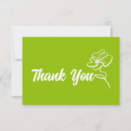 Classic Modern Bright Citrus Green Floral Sketch  サンキューカード