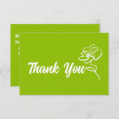 Classic Modern Bright Citrus Green Floral Sketch  サンキューカード (正面/裏面)