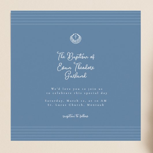 Classic modern deep blue baptism Invitation 招待状