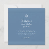 Classic modern deep blue baptism Invitation 招待状 (正面)