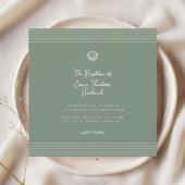 Classic modern deep sage green baptism Invitation 招待状