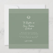Classic modern deep sage green baptism Invitation 招待状 (正面)