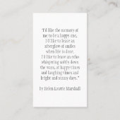 Classic Modern In Loving Memory Photo Prayer Card 名刺 (裏面)