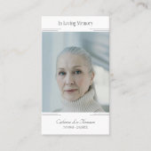 Classic Modern In Loving Memory Photo Prayer Card 名刺 (正面)