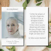 Classic Modern In Loving Memory Photo Prayer Card 名刺