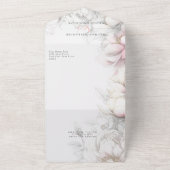 Classic Modern Ivory and Blush Floral  オールインワン招待状 (外側)