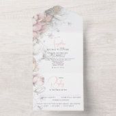 Classic Modern Ivory and Blush Floral  オールインワン招待状 (内側)