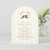 Classic Modern Ivory Birds Romantic Wedding Arch 招待状 (スタンド正面)