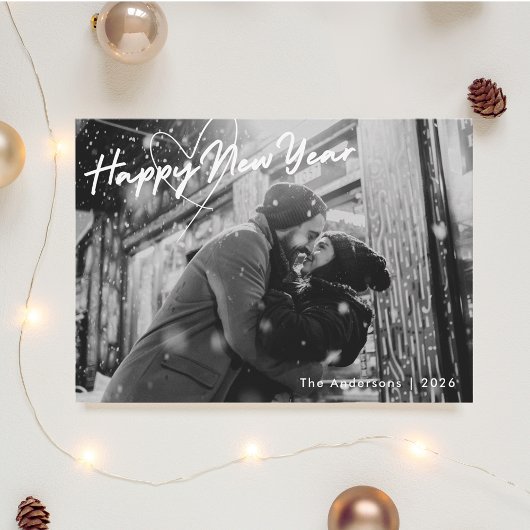 Classic Modern Lovely New Years Newlywed Photo シーズンカード