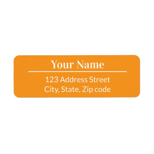 Classic Modern Minimal Orange Name Mail Address ラベル (正面)