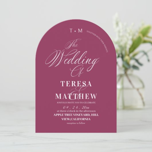 Classic Modern Minimal Pink Wedding  招待状 (スタンド正面)