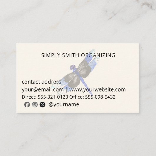 Classic Modern Professional Simple Dragonfly 名刺 (裏面)