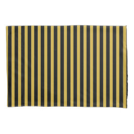 Classic Modern Striped Black and Metallic Gold 枕カバー