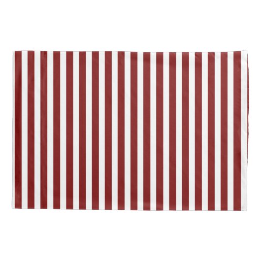 Classic Modern Striped Deep Red and White 枕カバー (裏面-左)