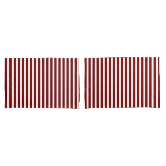 Classic Modern Striped Deep Red and White 枕カバー (フロントセット)