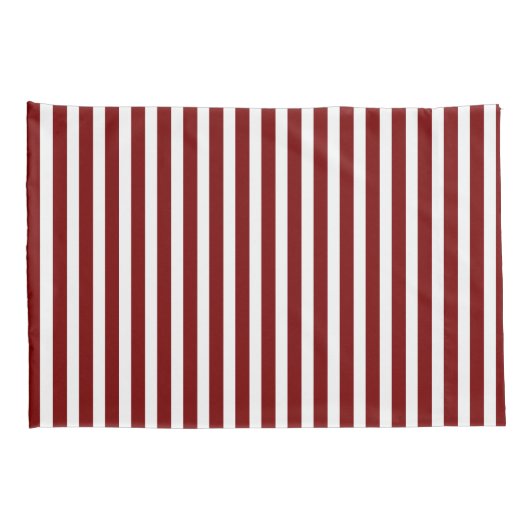 Classic Modern Striped Deep Red and White 枕カバー (裏面-右)