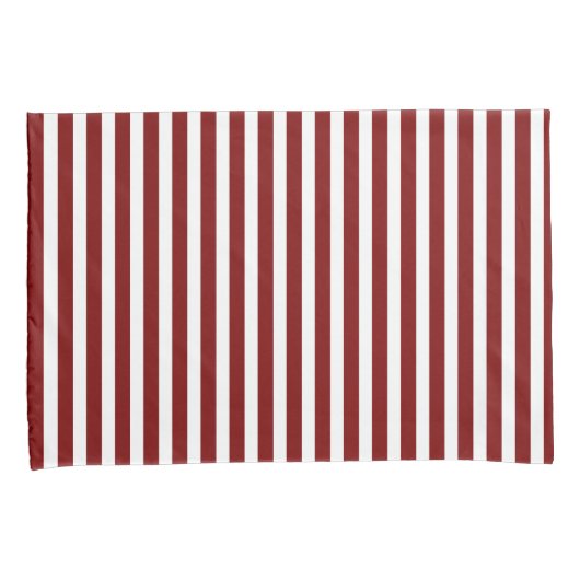 Classic Modern Striped Deep Red and White 枕カバー (正面右)