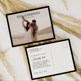 Classic Modern Wedding Photo Thank You ポストカード