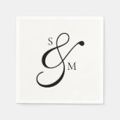 Classic Monogram Ampersand White Wedding スタンダードカクテルナプキン (正面)