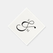 Classic Monogram Ampersand White Wedding スタンダードカクテルナプキン (角)