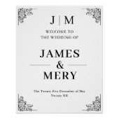 Classic Monogram Border Wedding Welcome Sign ポスター (正面)
