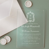 Classic Monogram Crest Transparent Wedding アクリル招待状