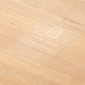 Classic Monogram Crest Transparent Wedding アクリル招待状 (レイダウン)