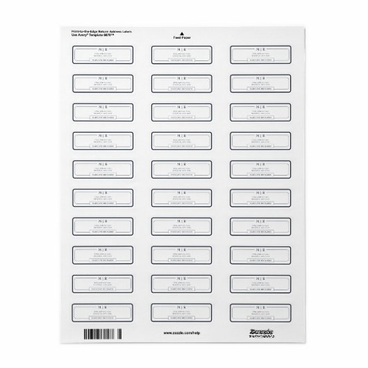 Classic Monogram Dark Navy Blue Border Address ラベル (フルシート)