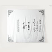 Classic Monogram Elegant Border Wedding タペストリー (正面(横))