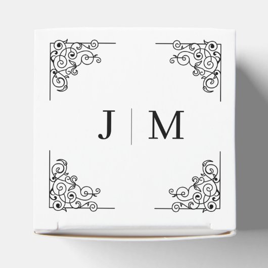 Classic Monogram Elegant Border Wedding フェイバーボックス (上部)