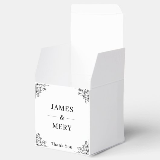 Classic Monogram Elegant Border Wedding フェイバーボックス (オープン)