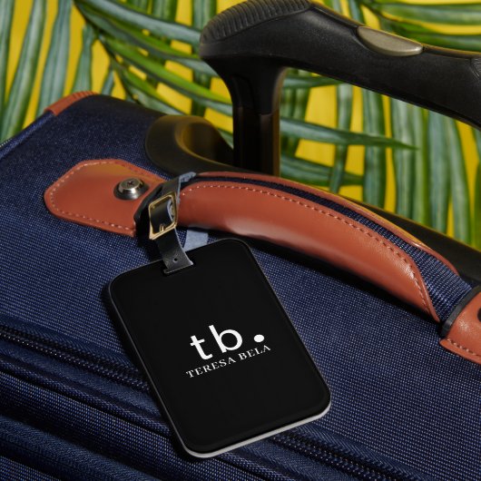 Classic Monogram Elegant Minimal Black and White  ラゲッジタグ (正面インサイチュ1)