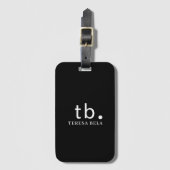 Classic Monogram Elegant Minimal Black and White  ラゲッジタグ (正面縦)