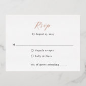 Classic Monogram Elegant Wedding Foil RSVP Card 箔招待状ポストカード (正面)