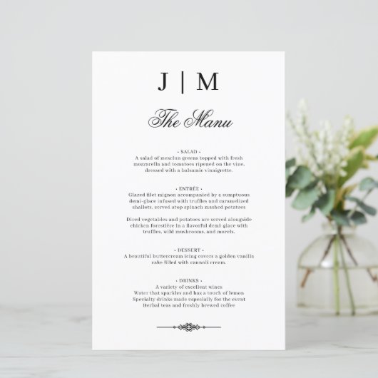 Classic Monogram Elegant Wedding Menu (スタンド正面)