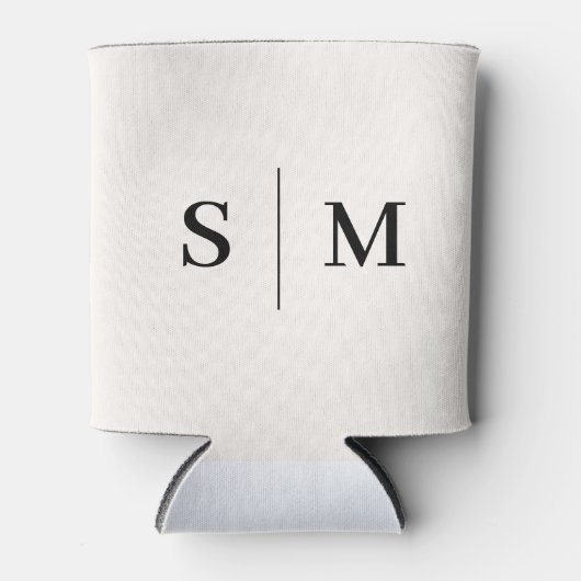 Classic Monogram Elegant White Wedding Can Cooler 缶クーラー (正面)