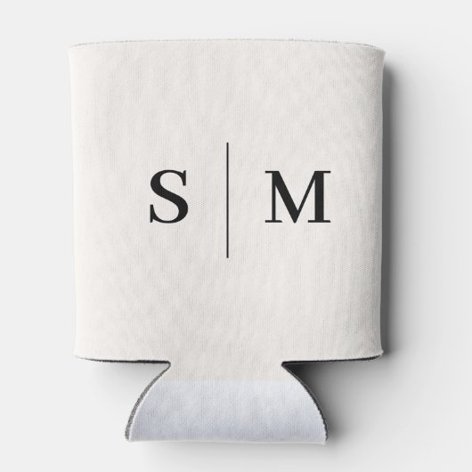 Classic Monogram Elegant White Wedding Can Cooler 缶クーラー (裏面)