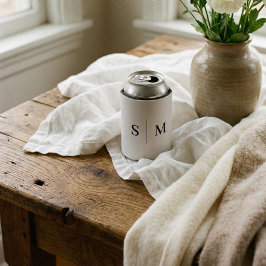 Classic Monogram Elegant White Wedding Can Cooler 缶クーラー