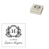 Classic Monogram Floral Wreath Frame Ex Libris Boo ラバースタンプ (押印)