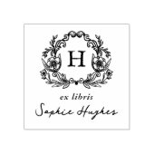 Classic Monogram Floral Wreath Frame Ex Libris Boo ラバースタンプ (インプリント)