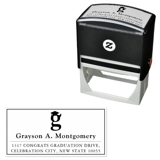 Classic Monogram G Black Graduation Cap Address セルフインキングスタンプ (インサイチュ)