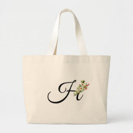 Classic monogram H red white flower mother gift  ラージトートバッグ